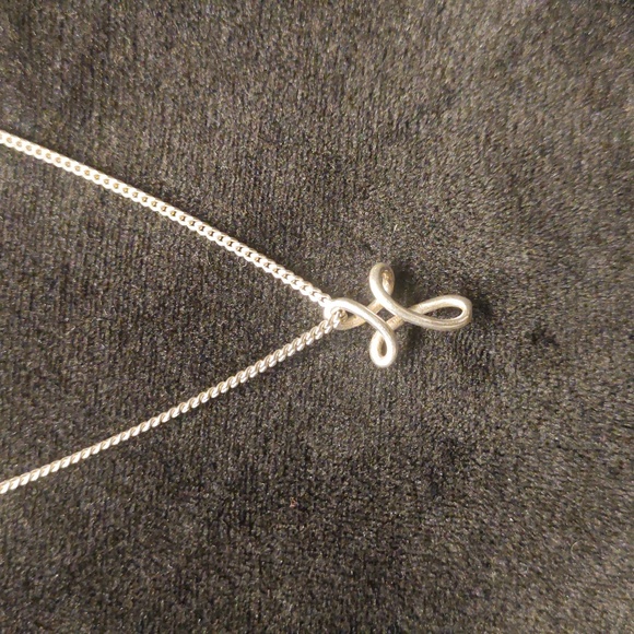.925 Infinity Loop Cross Necklace .925 Sterling Silver 20" - Picture 2 of 8
